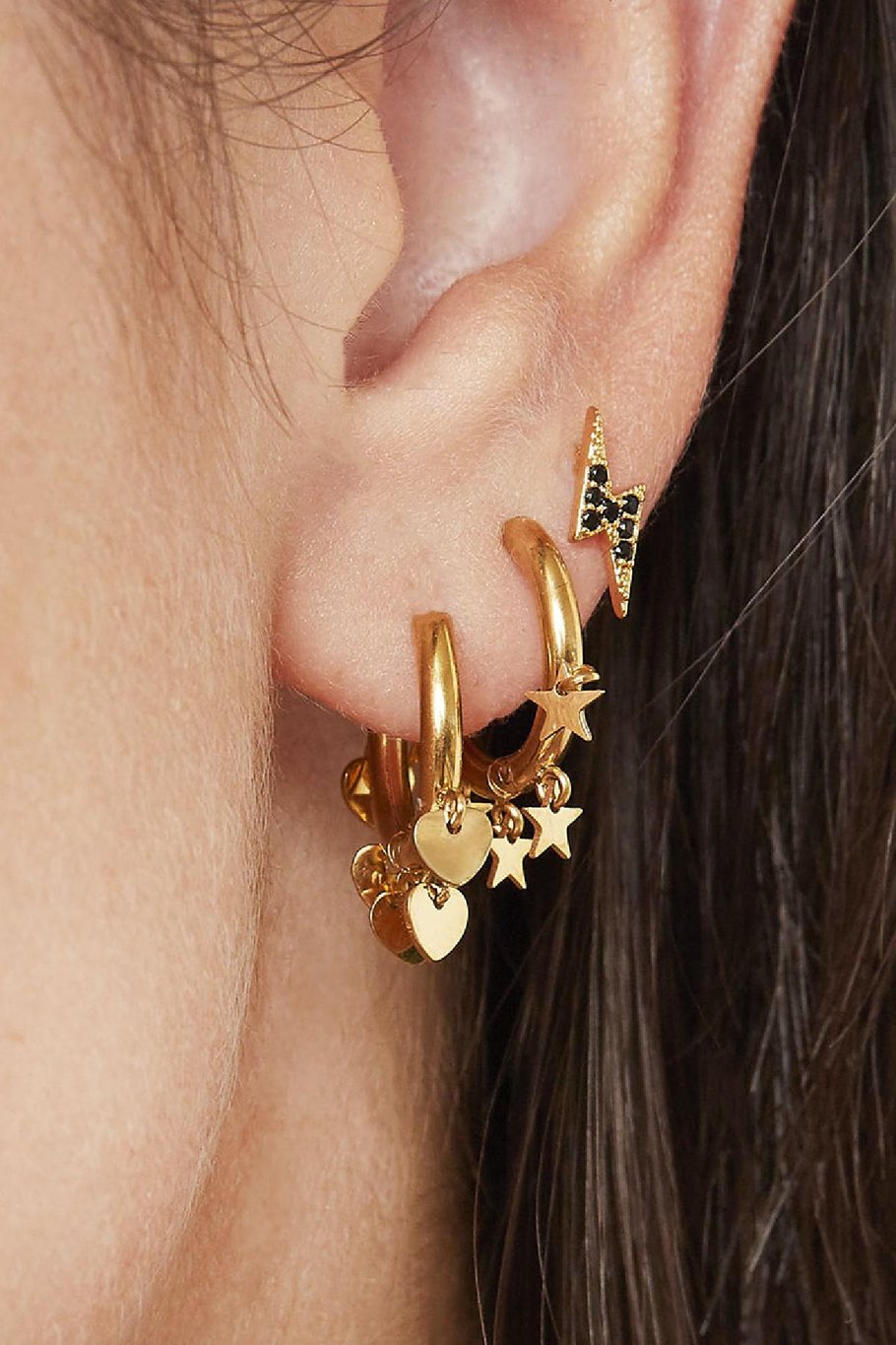 Earrings Floating Stars Gold Color Stainless Steel Picture2